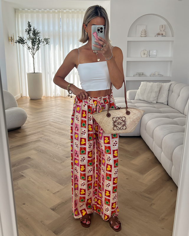 SUMMER - Printed Pants in Pink & Red