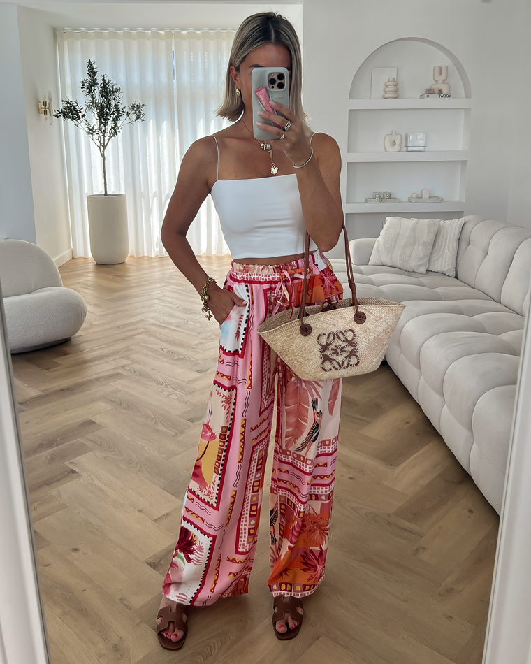 PALM - Printed Pants in Light Pink & Pink