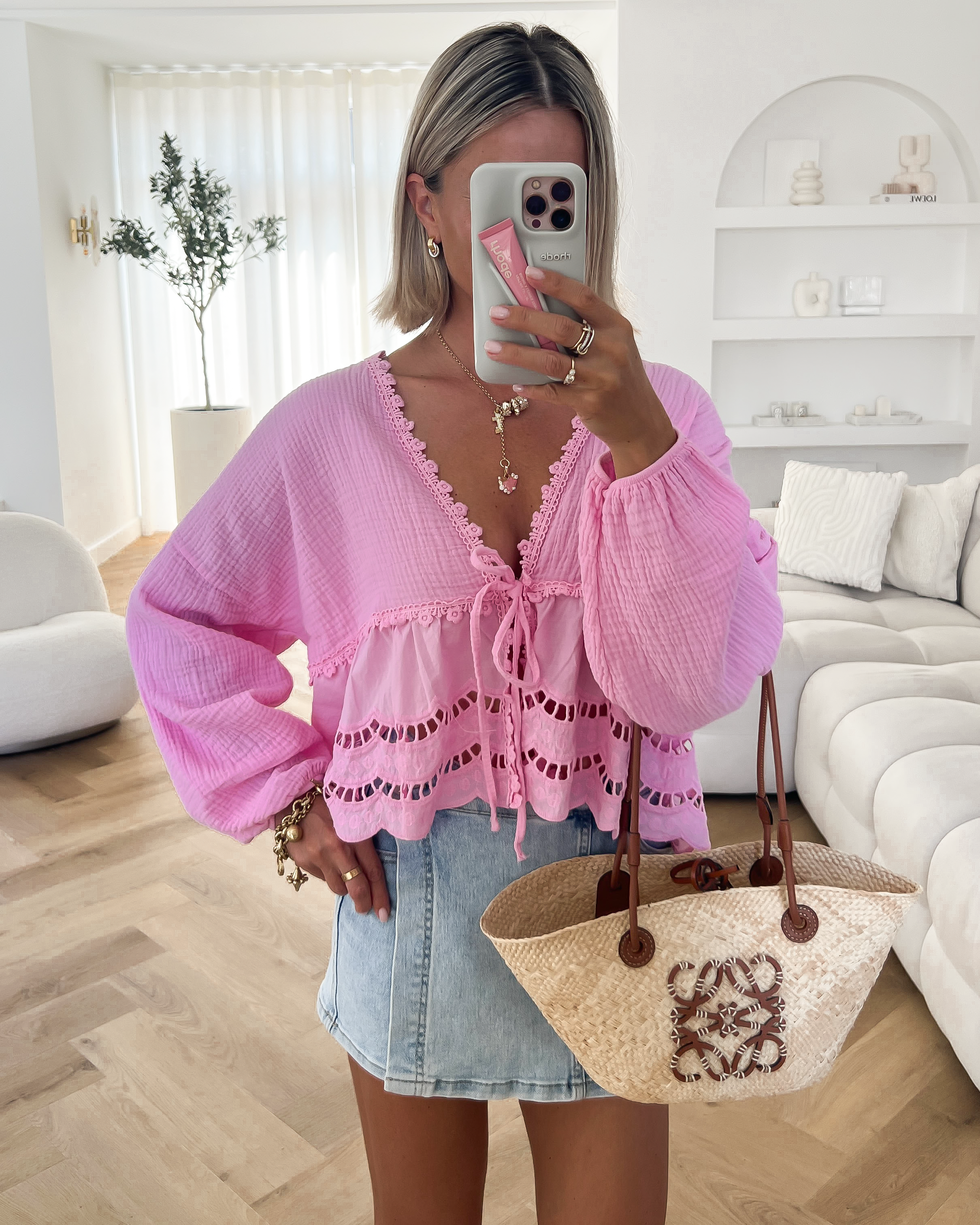 SALE - ELISE Embroidery Top in Pink