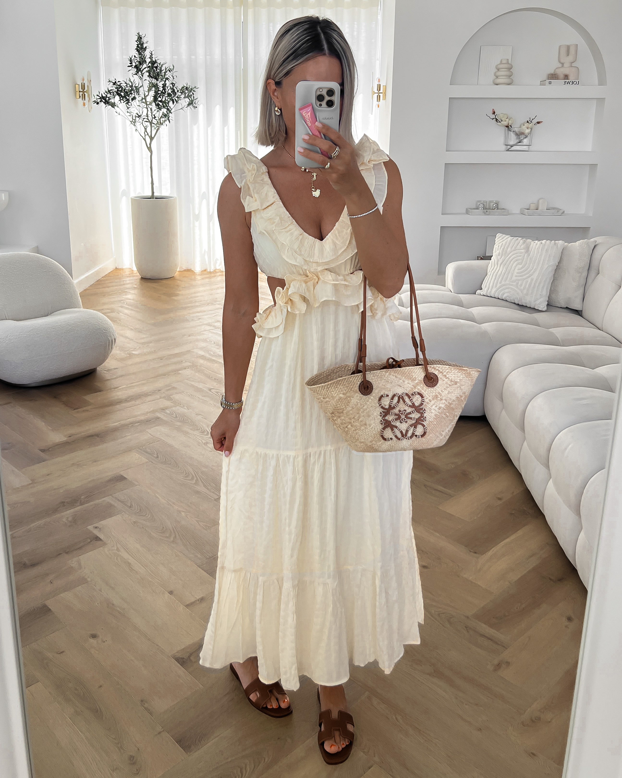 VIVIAN - Ruffle Cut Out Maxi Dress in Butter Yellow