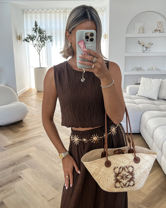 GABRIELLA - Top and Skirt Set in Chocolate Brown