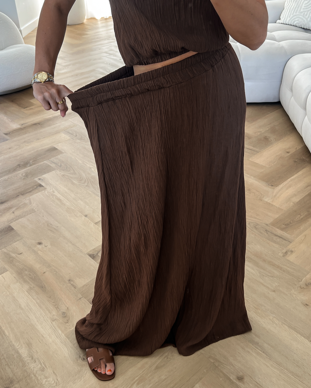 GABRIELLA - Top and Skirt Set in Chocolate Brown