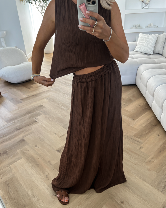 GABRIELLA - Top and Skirt Set in Chocolate Brown