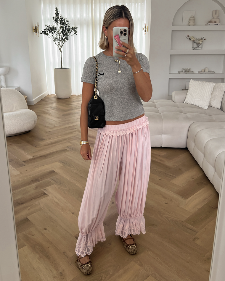 ESTELLE - Lace Balloon Pants in Light Pink