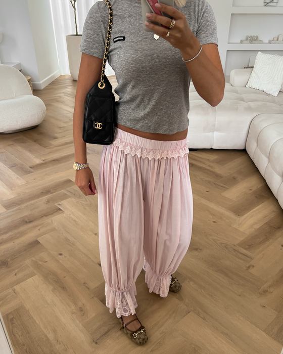 ESTELLE - Lace Balloon Pants in Light Pink