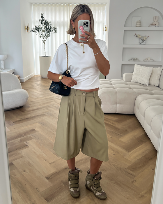 KAIA - Cinched Tee in White