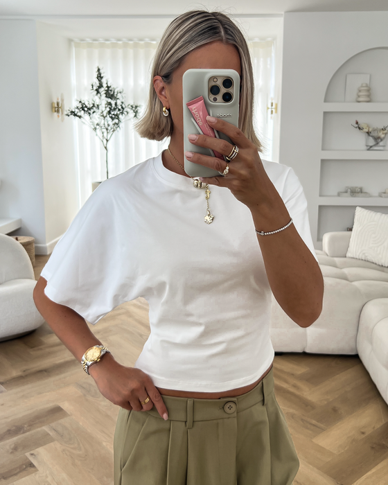 KAIA - Cinched Tee in White