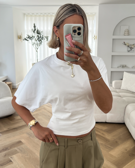 KAIA - Cinched Tee in White