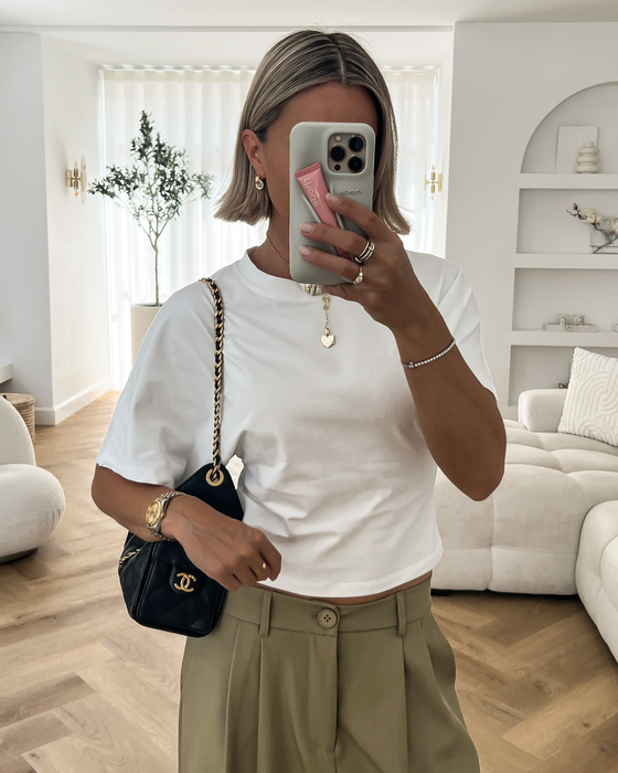 KAIA - Cinched Tee in White