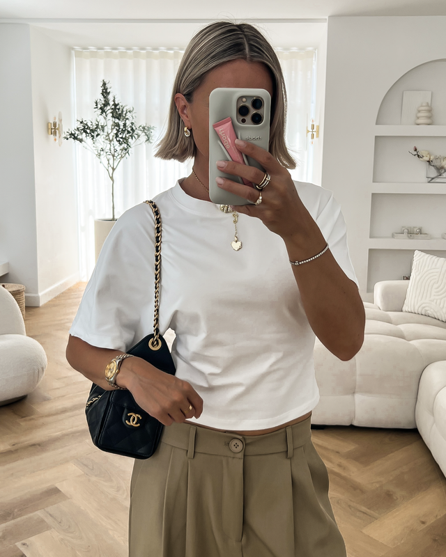 KAIA - Cinched Tee in White