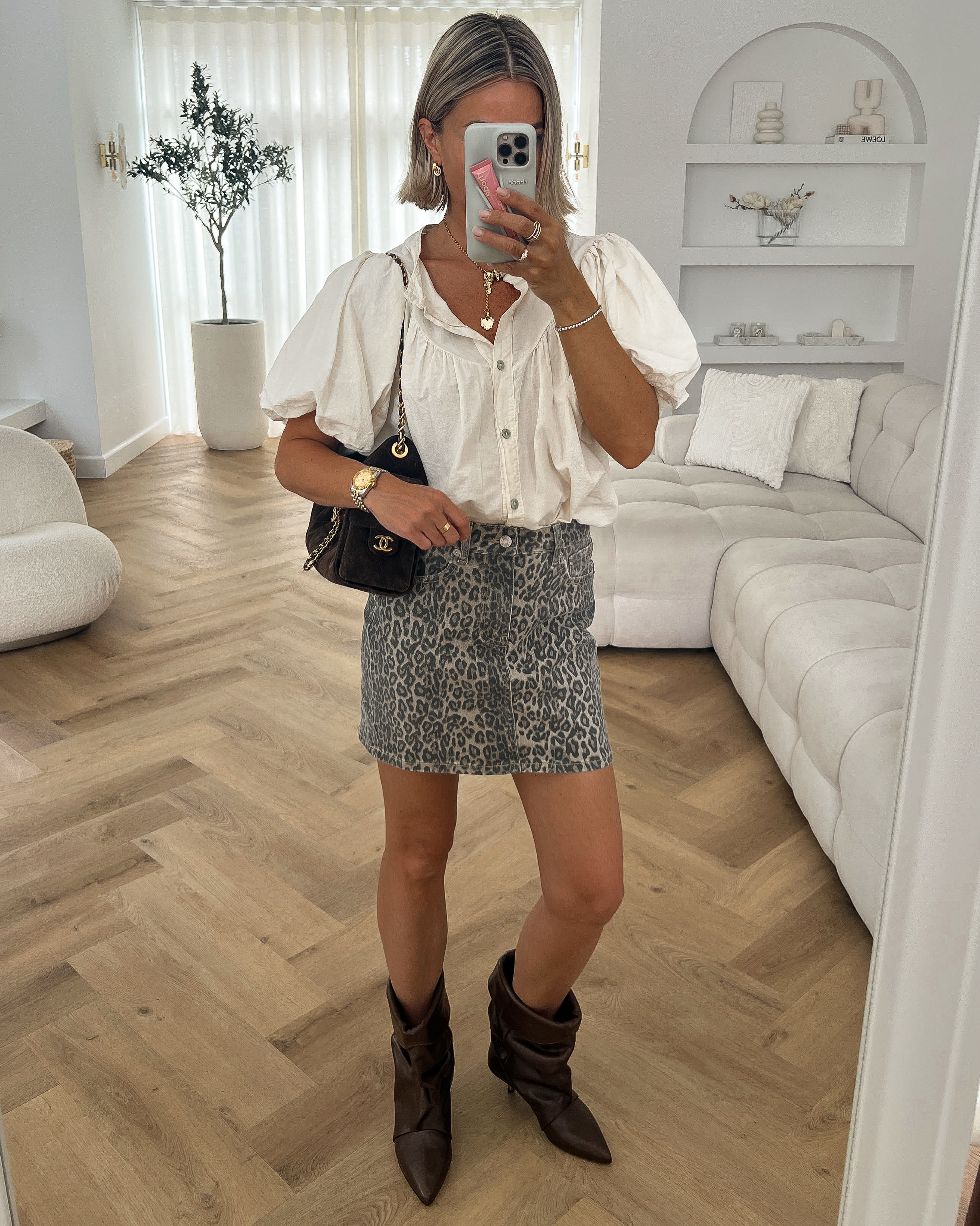 BIBI - Denim Skirt in Leopard