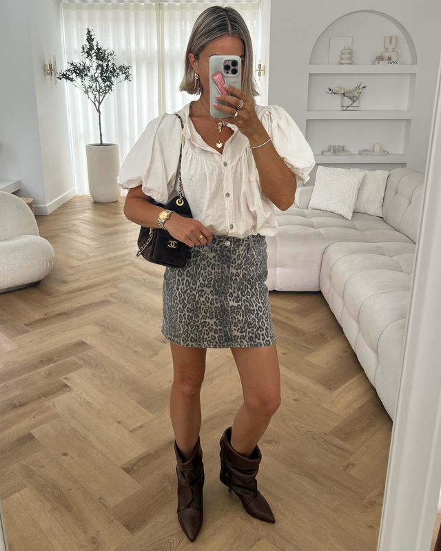 BIBI - Denim Skirt in Leopard