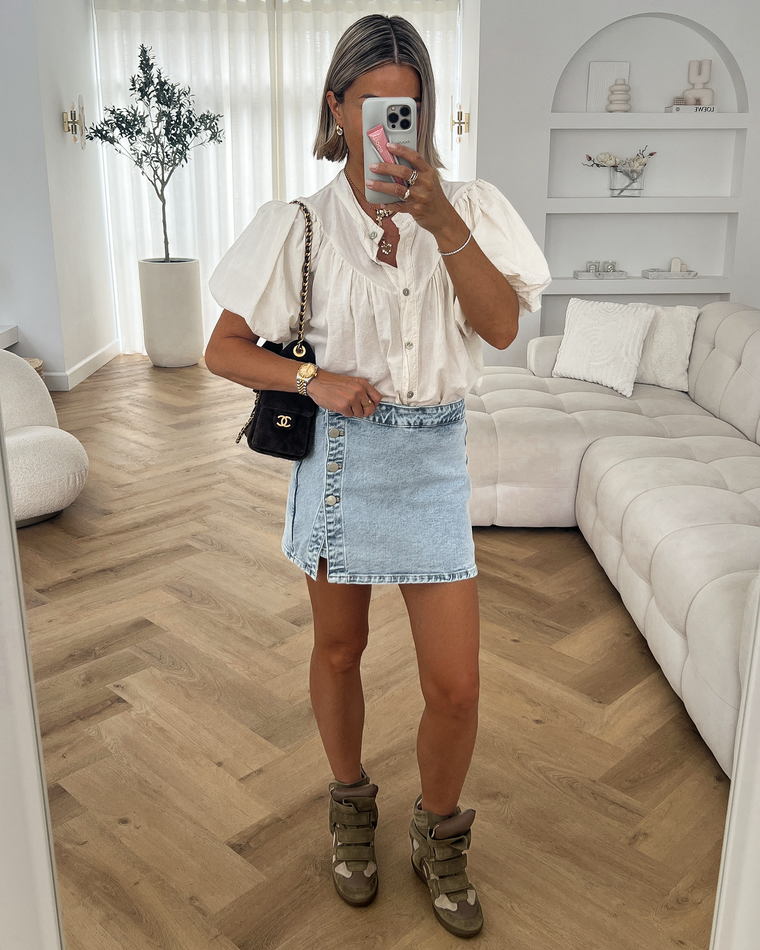 RUBY - Denim Skort in Vintage Blue