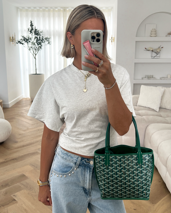 KAIA - Cinched Tee in Light Grey