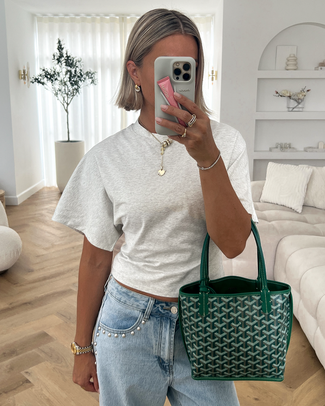 KAIA - Cinched Tee in Light Grey