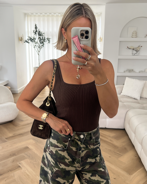 SKYE - Knit Bodysuit in Chocolate Brown