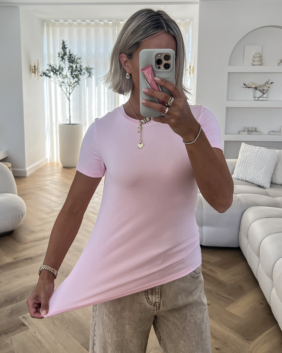 HOLLY - Rib Tee in Light Pink