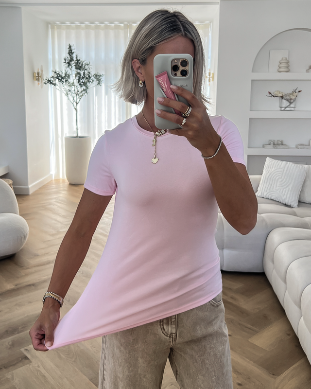 HOLLY - Rib Tee in Light Pink