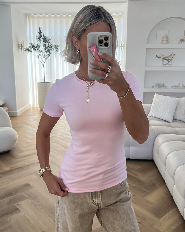 HOLLY - Rib Tee in Light Pink