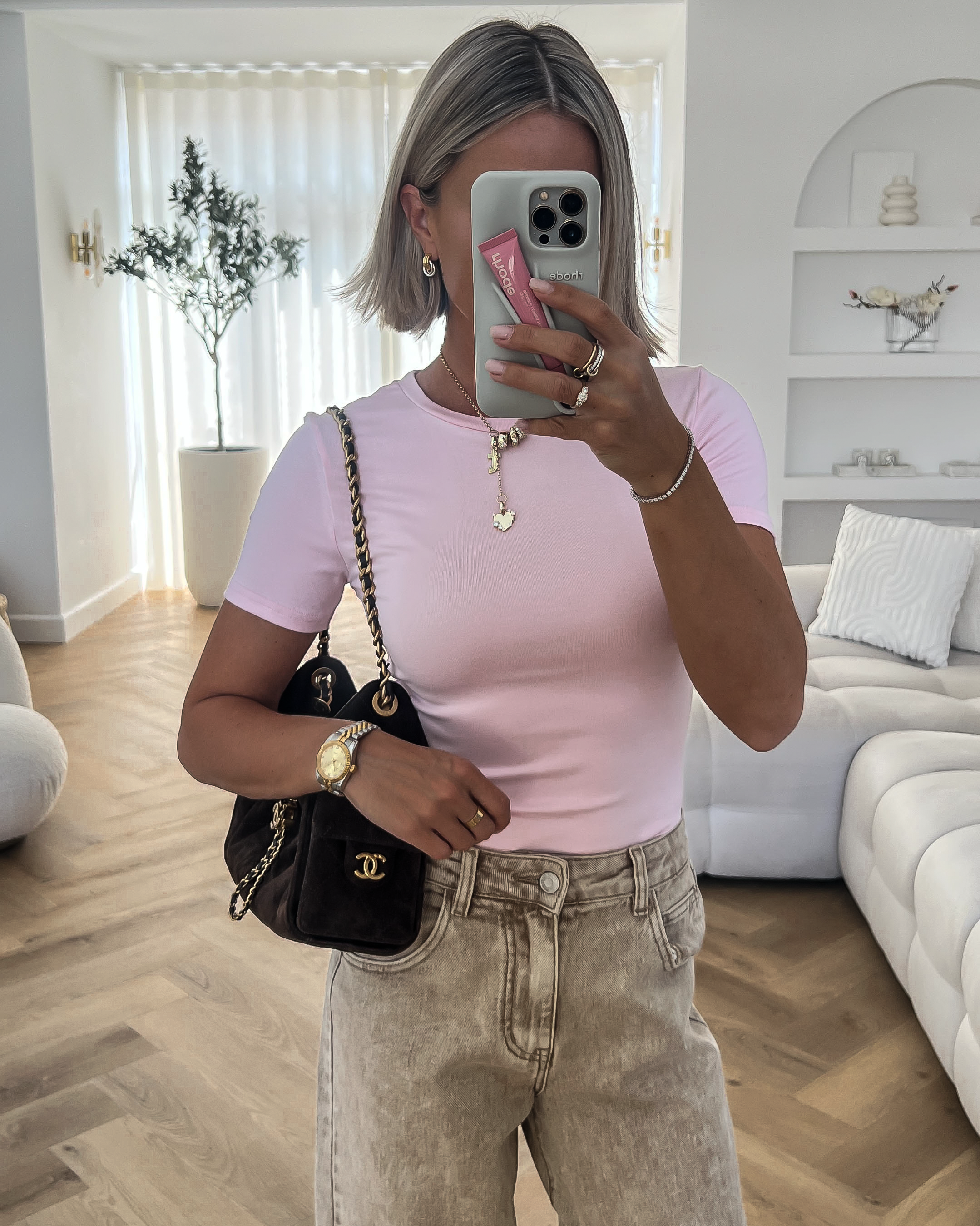 HOLLY - Rib Tee in Light Pink