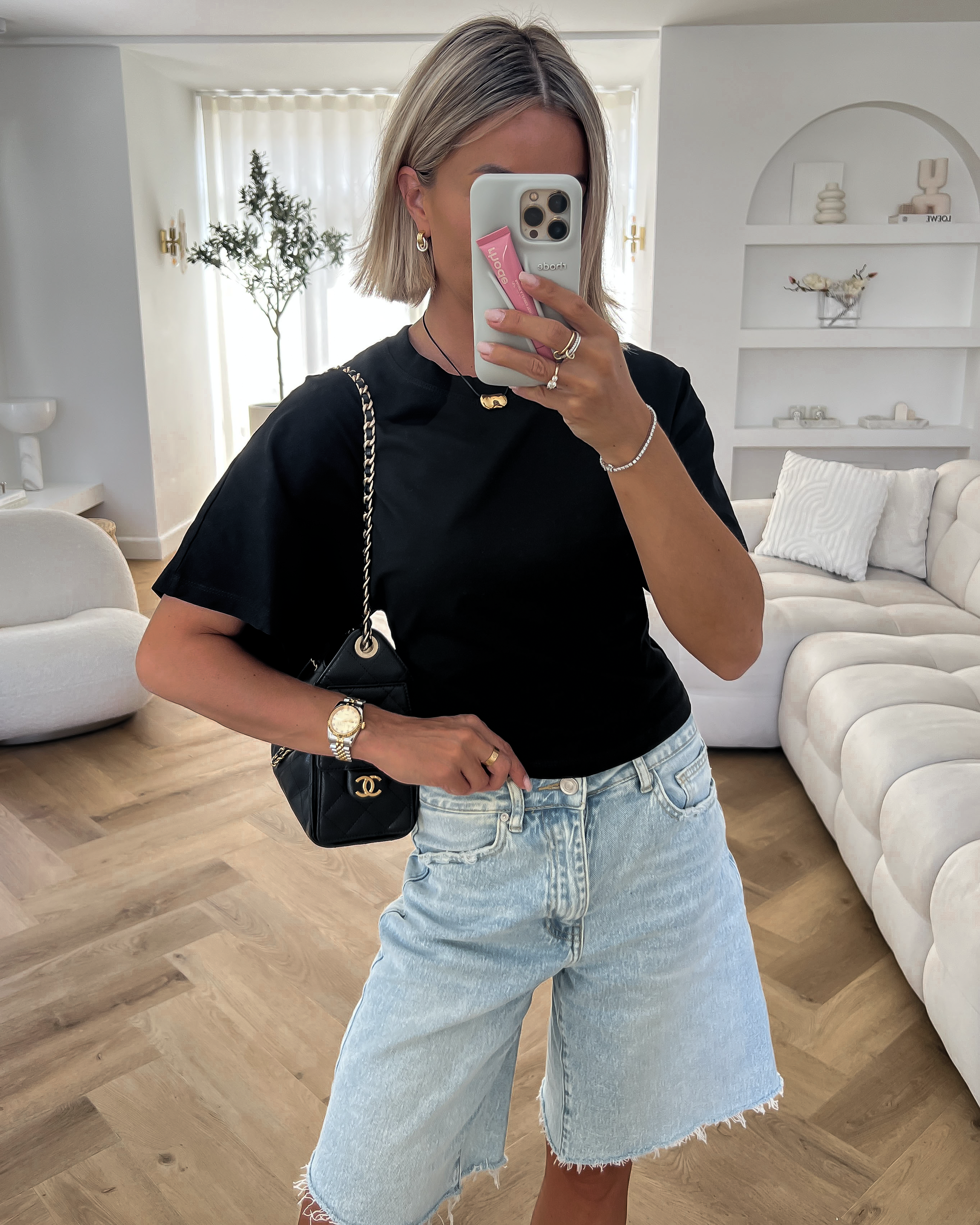 KAIA - Cinched Tee in Black