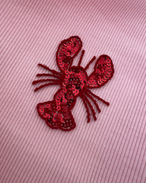 SALE - JOY Lobster Beaded Ribbed Tank in Pink