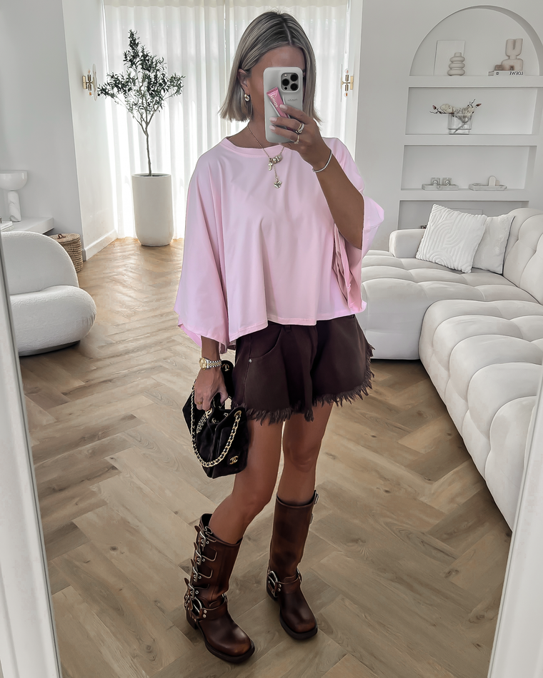 ROBIN - Flared Shorts in Chocolate Brown
