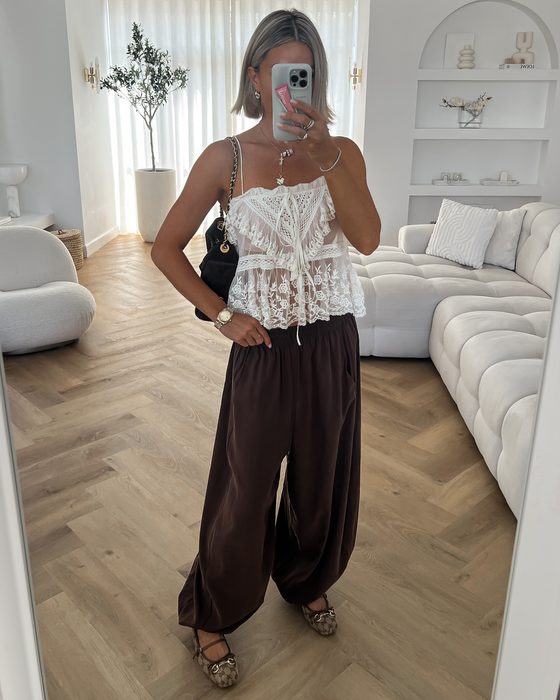 SALE - BOWIE Soft Balloon Pants in Chocolate Brown
