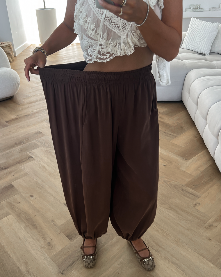 SALE - BOWIE Soft Balloon Pants in Chocolate Brown