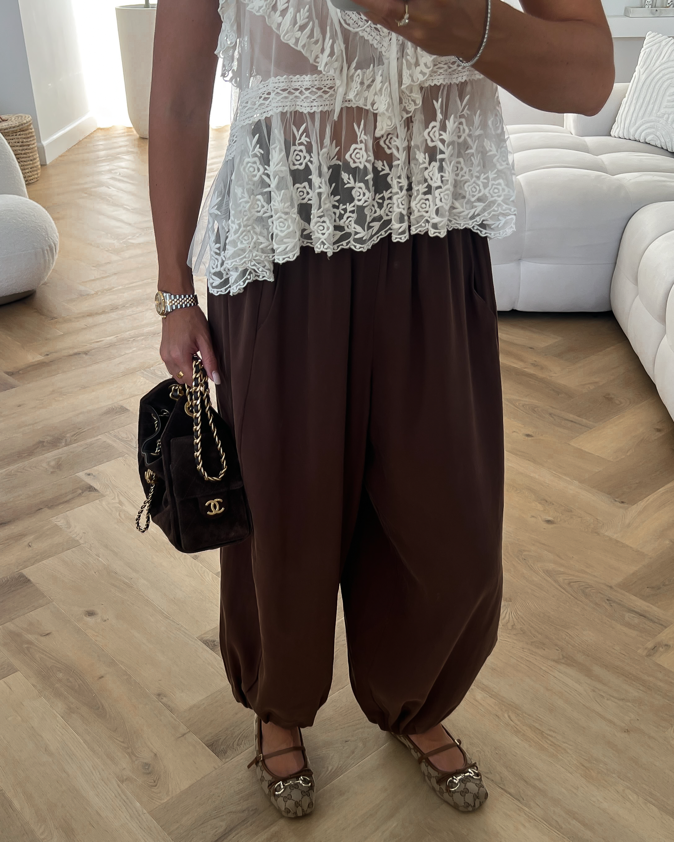 SALE - BOWIE Soft Balloon Pants in Chocolate Brown