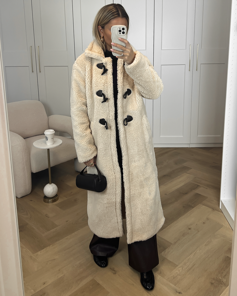 SALE - JAZZ Long Shearling Coat in Beige