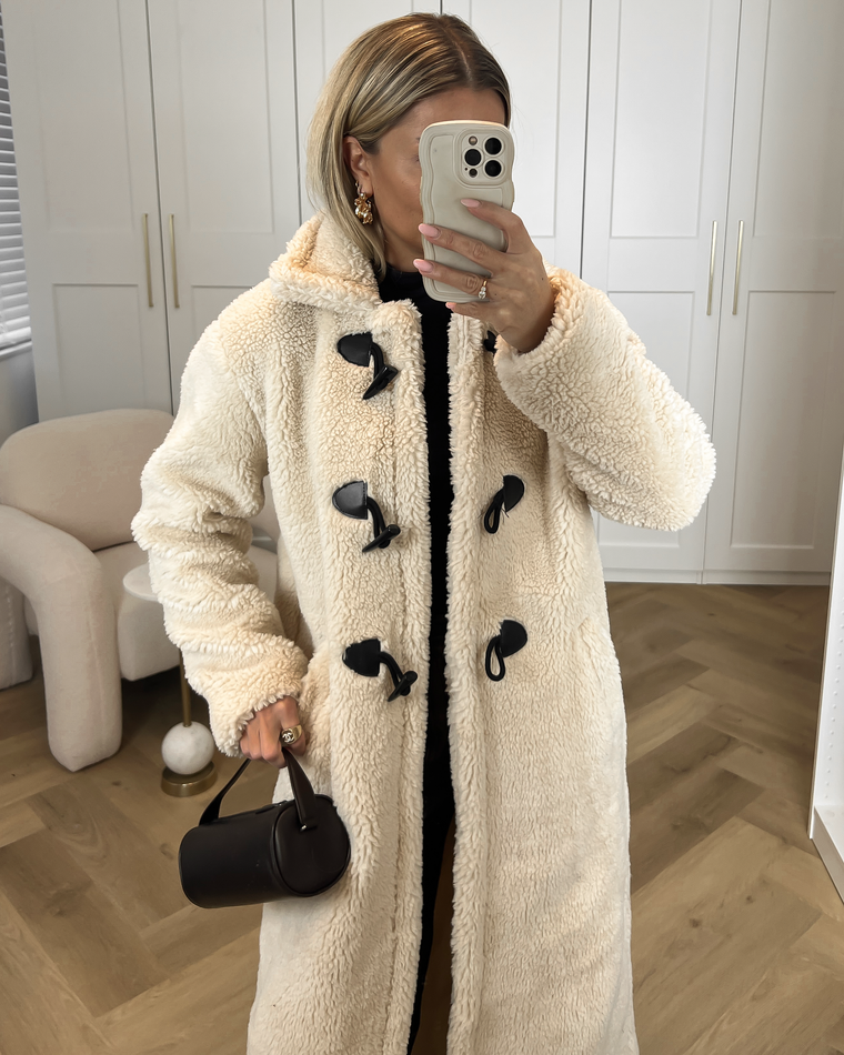 SALE - JAZZ Long Shearling Coat in Beige