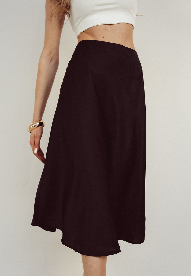 MAEVE - Satin Skirt in Black