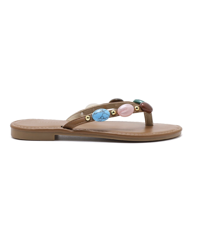 Sandals with Beads in Camel
