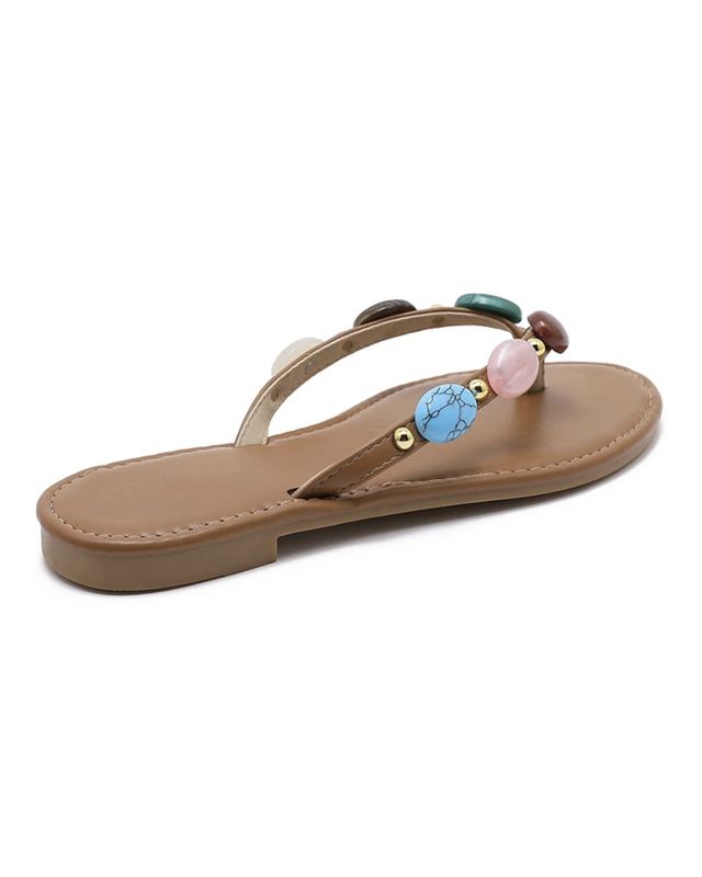 Sandals with Beads in Camel