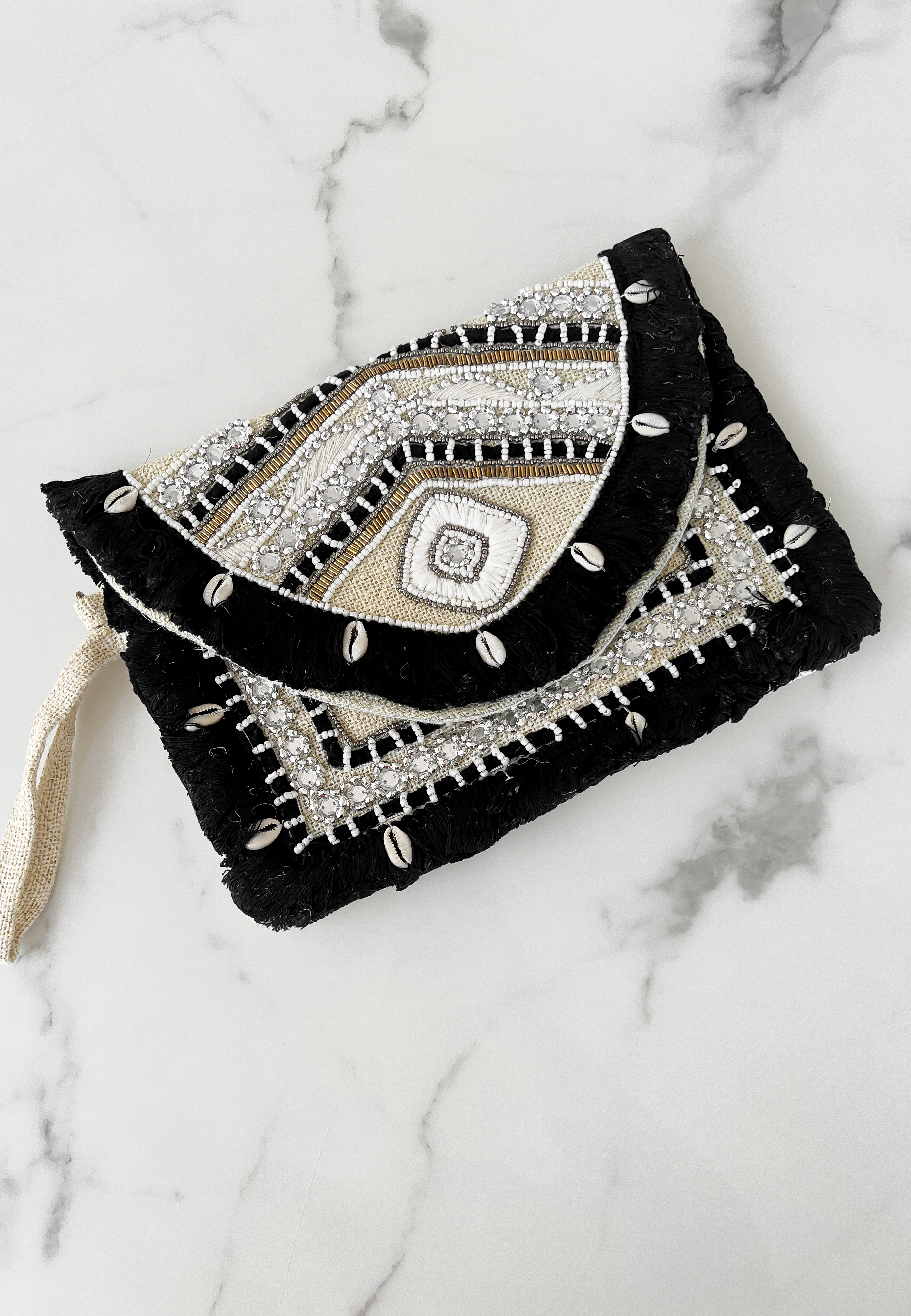 STORMI - Embellished Clutch Bag with Shells