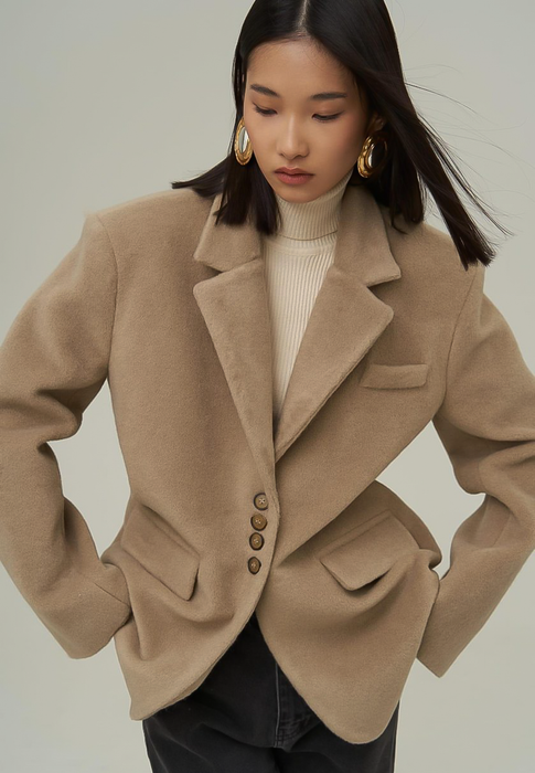 FAUVE - Oversized Blazer Jacket in Taupe