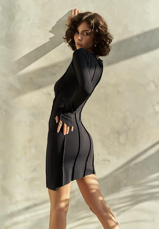 GIANNA - Detail Dress in Black