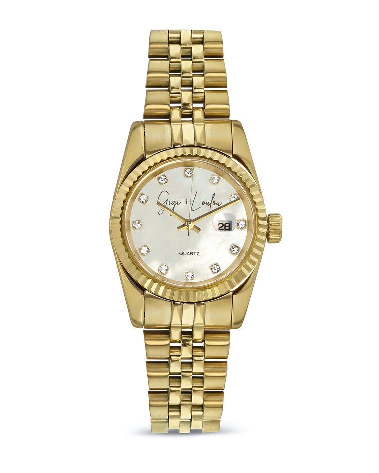 SALE - Gigi + Loulou Luxury Watch in Gold & Pearl