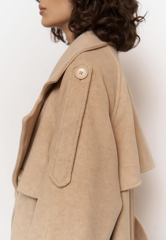 LOURDES - Oversized Trench Coat in Taupe