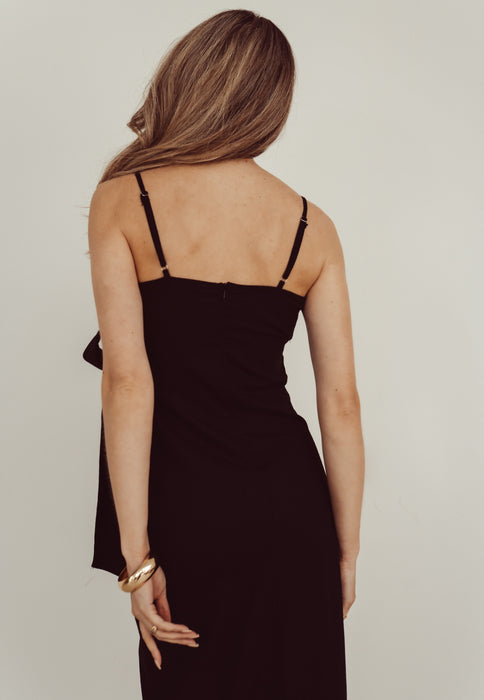 NONNA - Linnen Cami Tie Dress in Black