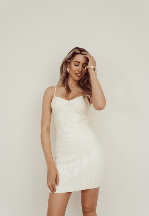 PRESLEY - Knit Cami Dress in Off White