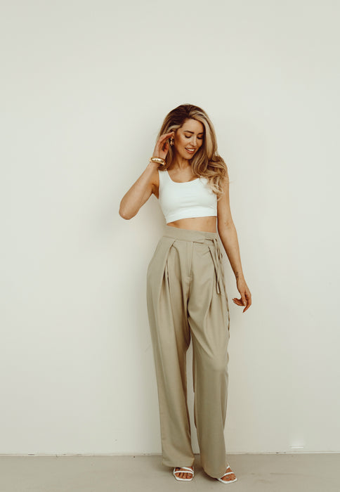 JAYDE - Palazzo Pants in Taupe