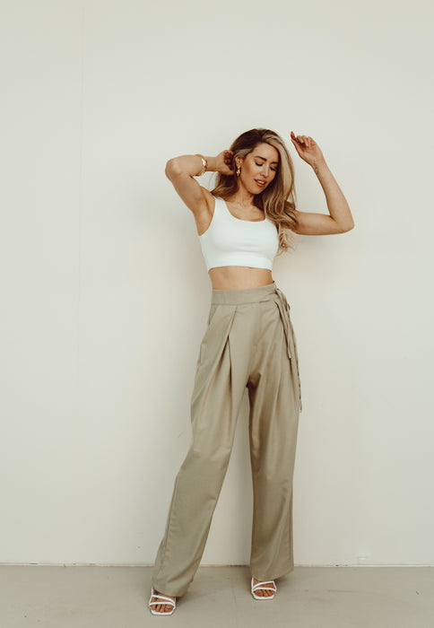 SALE - JAYDE Palazzo Pants in Taupe