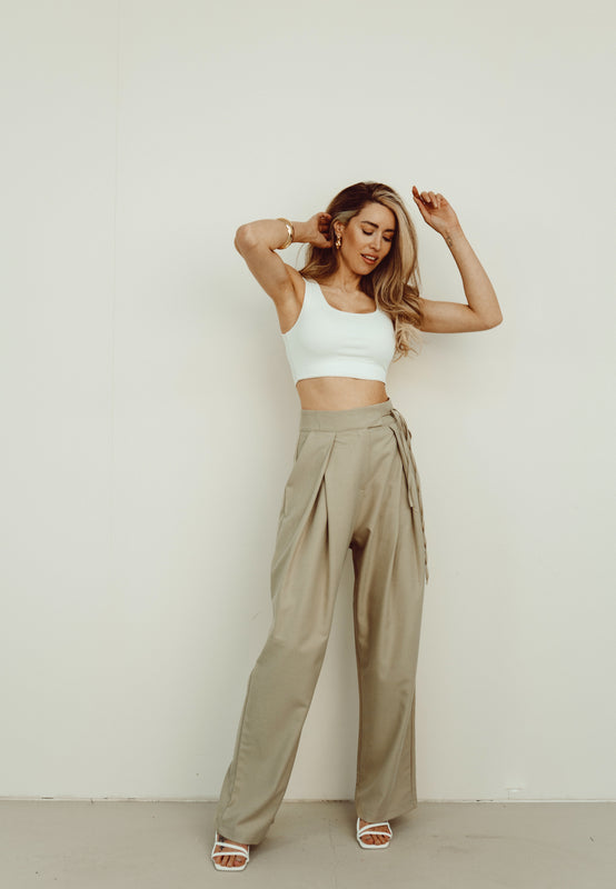 SALE - JAYDE Palazzo Pants in Taupe