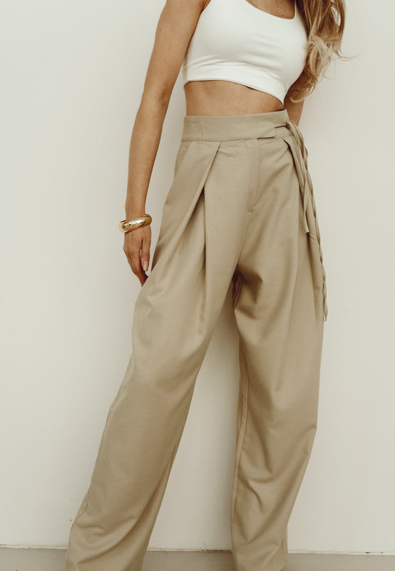 SALE - JAYDE Palazzo Pants in Taupe