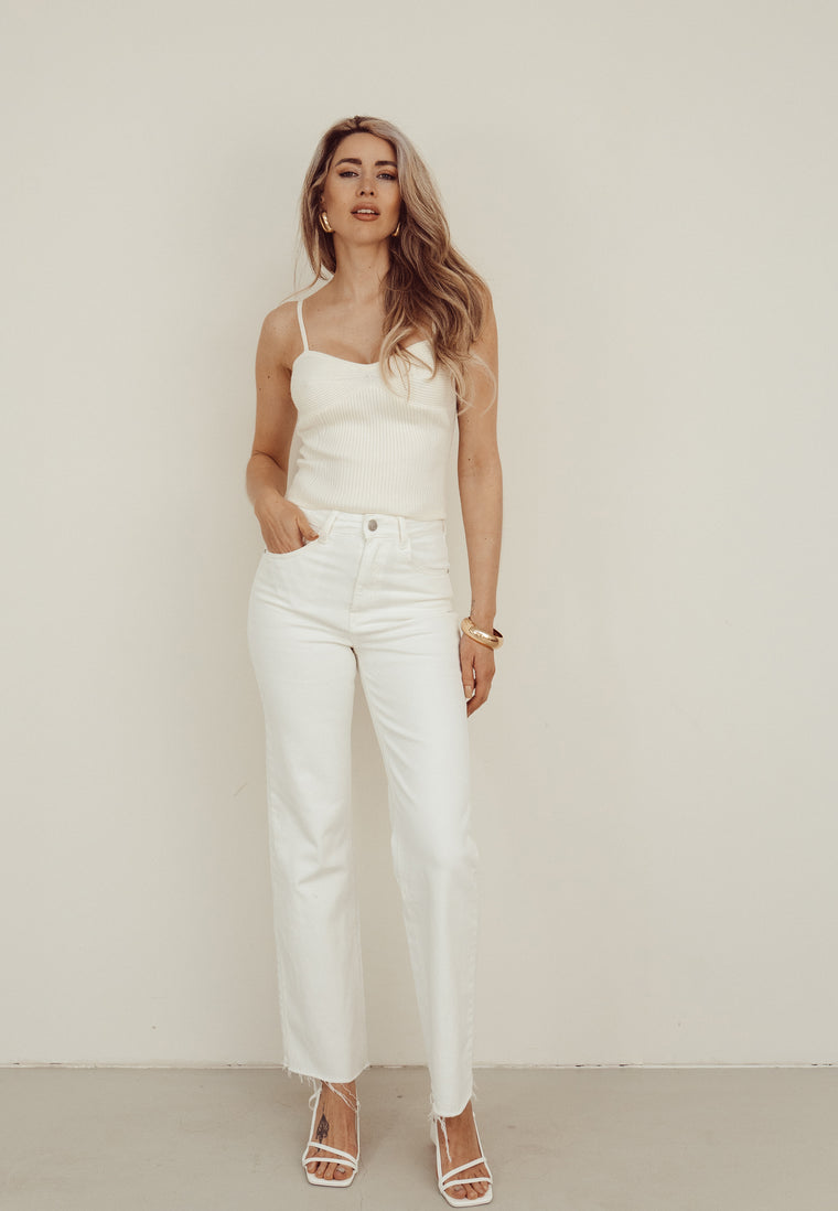 HOXTON - Wide Leg Jeans in White