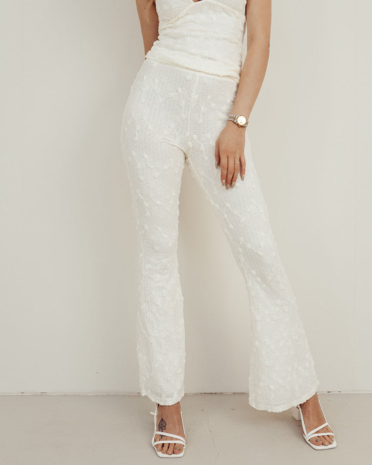 SALE - JASMINE Detailed Flare Pantalon in Off White