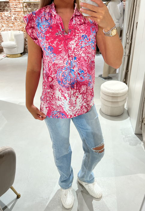 SALE - DIEDE Butterfly Sleeve Top in Pink