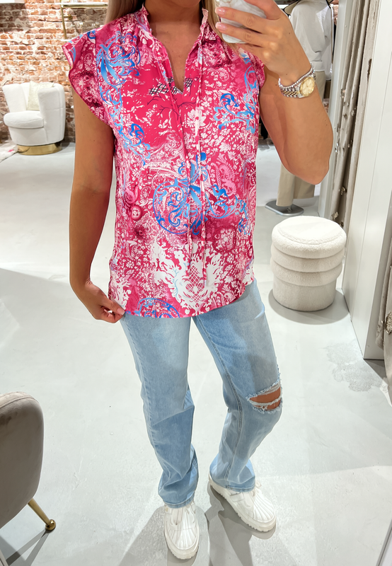 SALE - DIEDE Butterfly Sleeve Top in Pink
